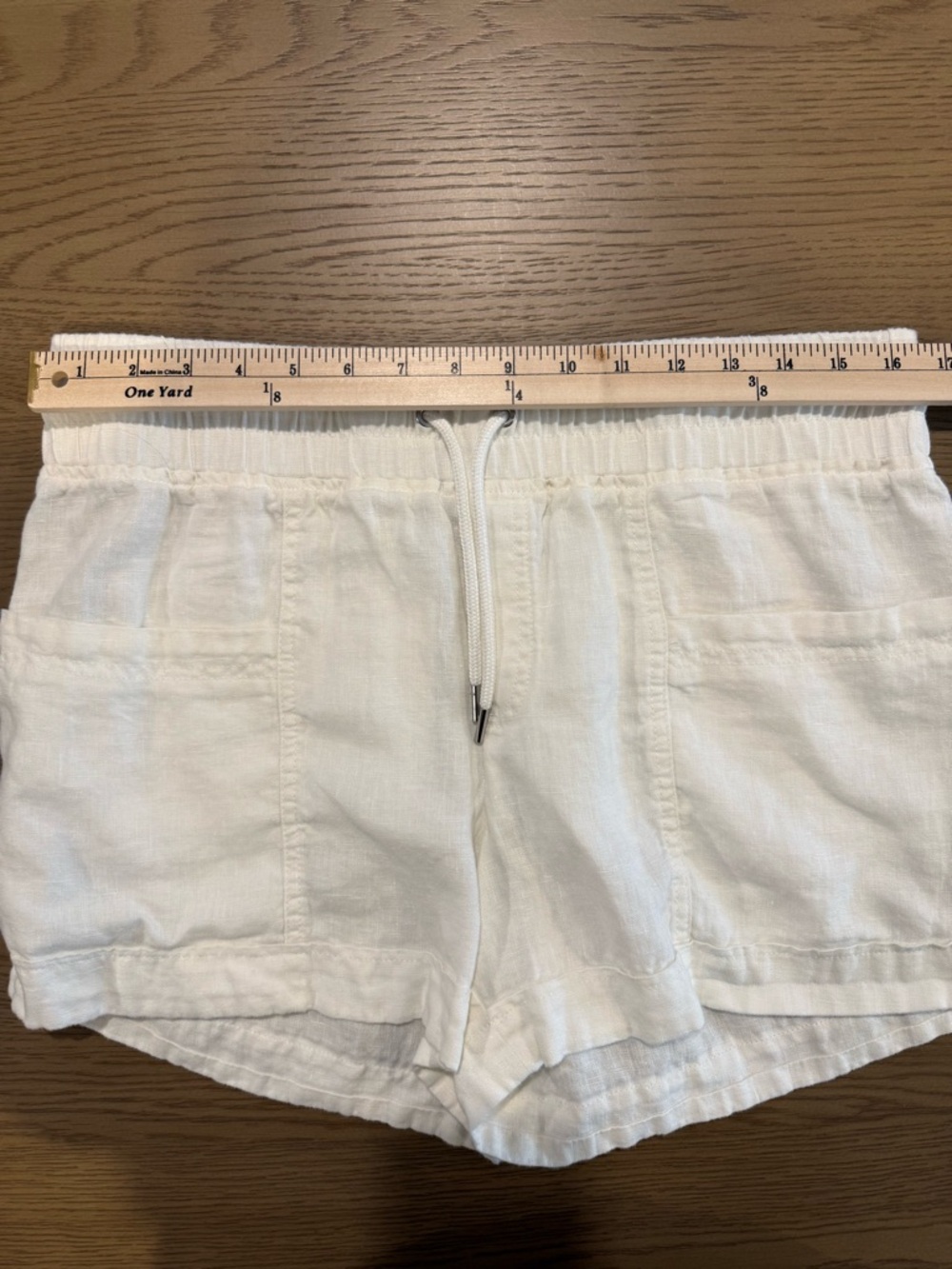 Athleta Cabo Linen 4” Shorts 10 Pull On Drawstring Summer Beach Resort Shorts‎ - Picture 11 of 14